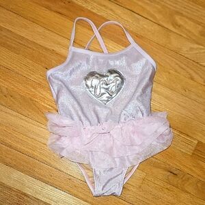 Juicy Couture Pink and Silver Glittery Swimsuit 3T